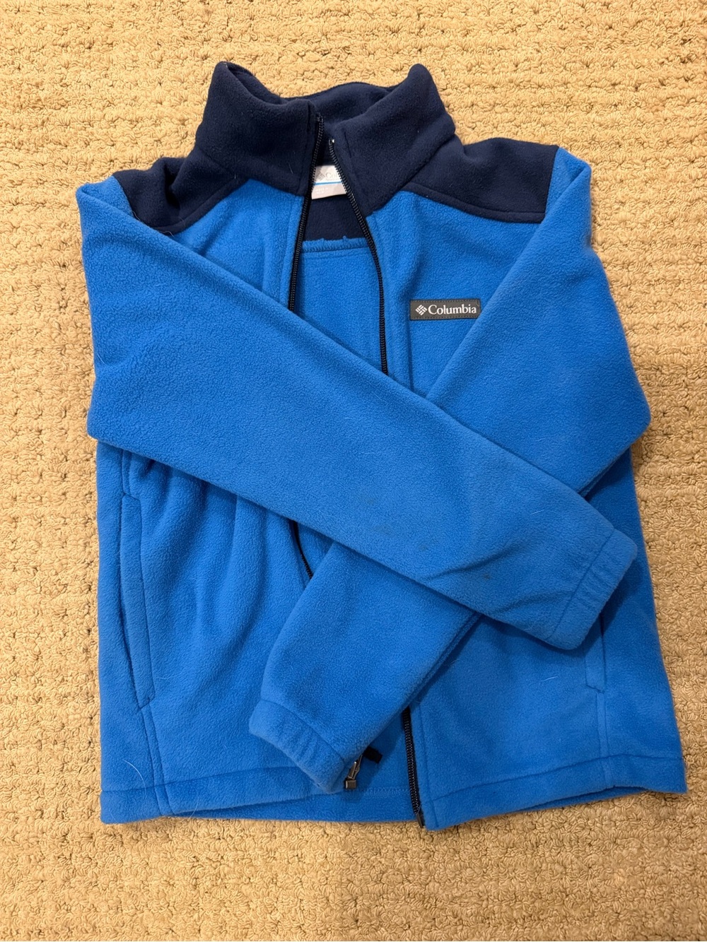 Columbia Blue Fleece Jacket with Navy Yoke